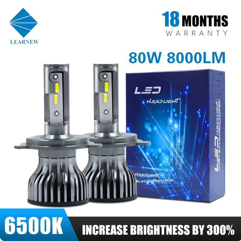 LEARNEW Auto lighting system h4 led headlights bulb 80W led lighting for vehicle cars led head lights
