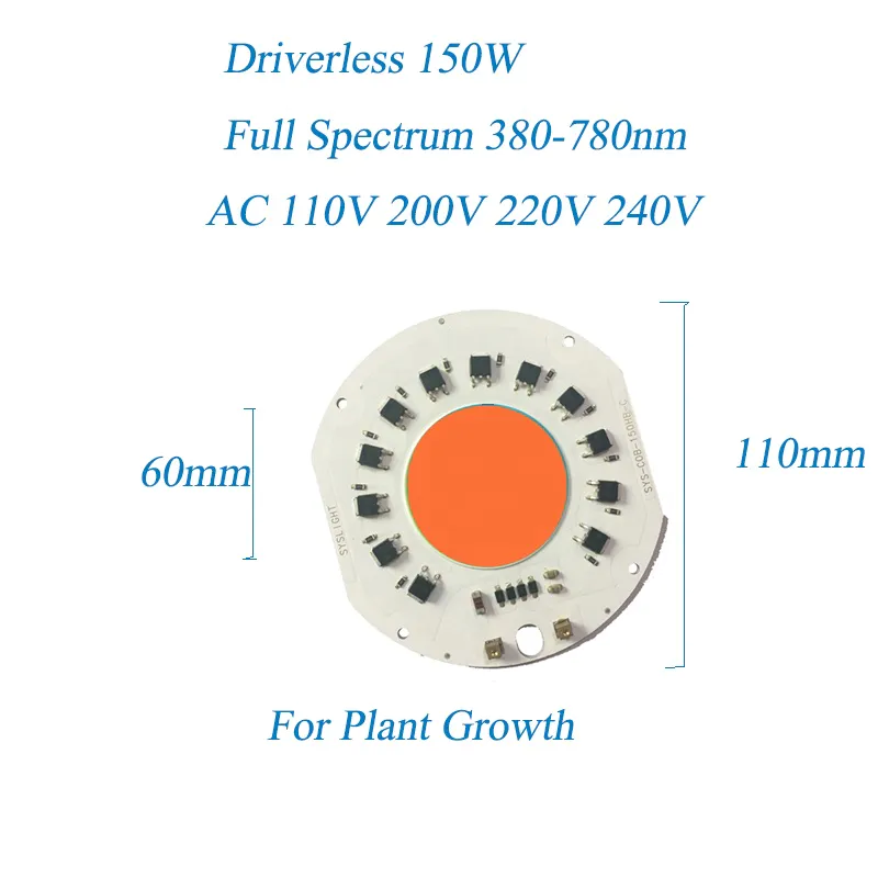 200w 380-780nm driverless ac200-240v cob led grow light chip